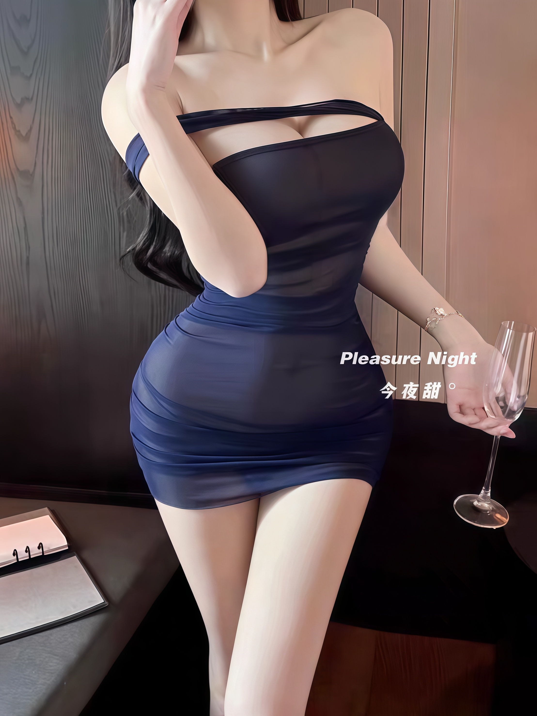 雾蓝晚酌*蓝色性感透视包臀睡裙情调趣味内衣御姐辣妹紧身连衣裙