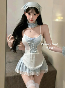 邻家少女*性感纯欲风蕾丝花边吊带连衣裙情调趣味qqny内衣女睡裙