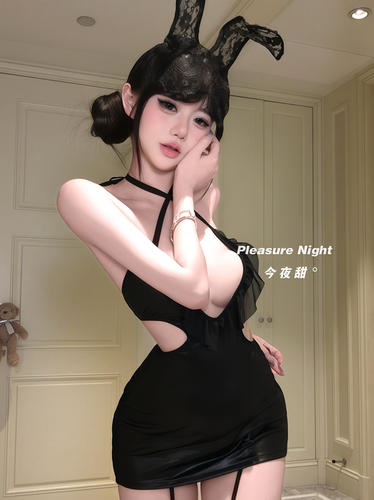 月野黑兔*性感蕾丝深V兔女郎cos服包臀裙睡衣情调趣味qqny内衣女