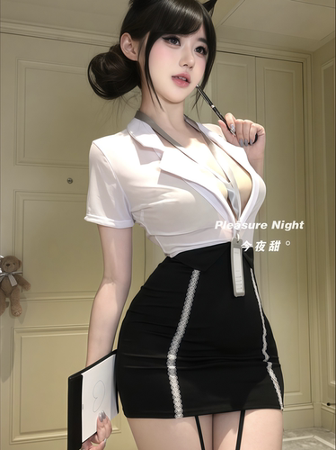 甜欲职场*纯欲辣妹风秘书制服套装透视蕾丝包臀裙角色扮演qqny女