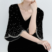 裙子女礼服 礼服裙长款 新款 高端奢华丝绒真丝绒连衣裙气质宽松大码