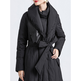 冬季新款高端皮草拼接羽绒服显瘦中长款90白鸭绒外套气质大码女装