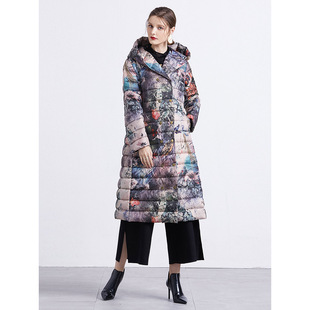 欧美冬季新款90白鸭绒羽绒服中长款大牌洋气长袖外套气质女装时髦