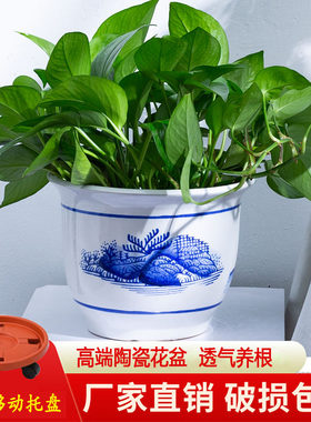 陶瓷中国风植物花卉桌面落地花盆