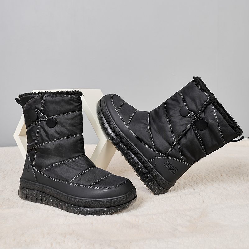 2023年新款棉鞋女冬加绒加厚平底高筒雪地靴黑色百搭东北保暖棉靴