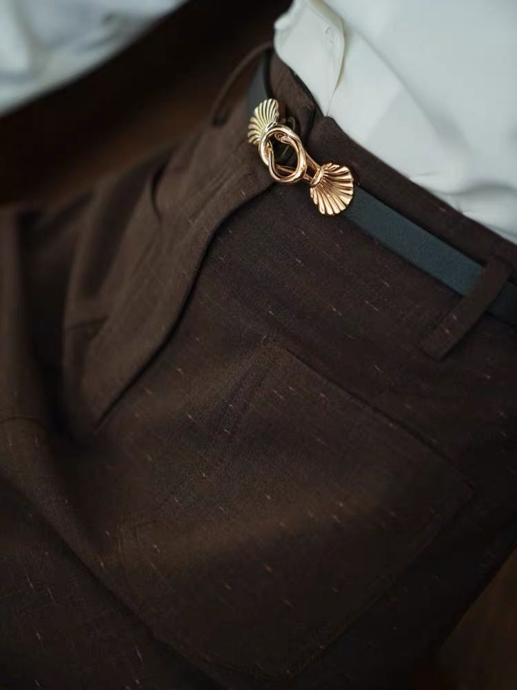 olddress 复古vintage中古感皮带/贝壳扣真皮腰带简约百搭时尚