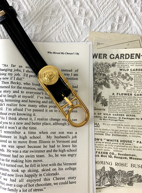 轻奢复古金色扣马车腰带女装饰连衣裙黑色配西装收腰皮带金属腰饰