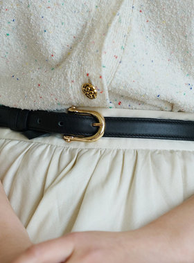 Miroment大酒窝明明同款不锈钢扣头复古女士针扣皮带金扣真皮腰带