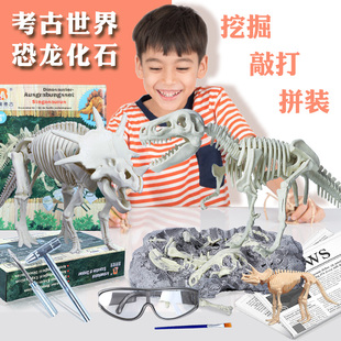 恐龙化石霸王龙骨架模型儿童手工diy制作挖宝石宝藏考古挖掘玩具