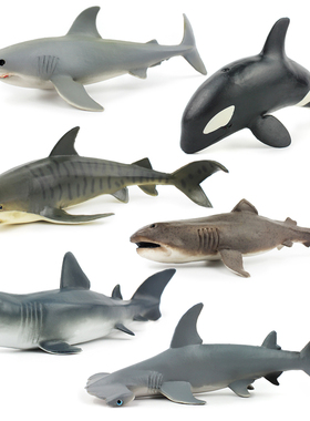 仿真海洋生物模型巨口鲨虎鲸虎鲨锤头鲨大白鲨儿童玩具认知3-6周