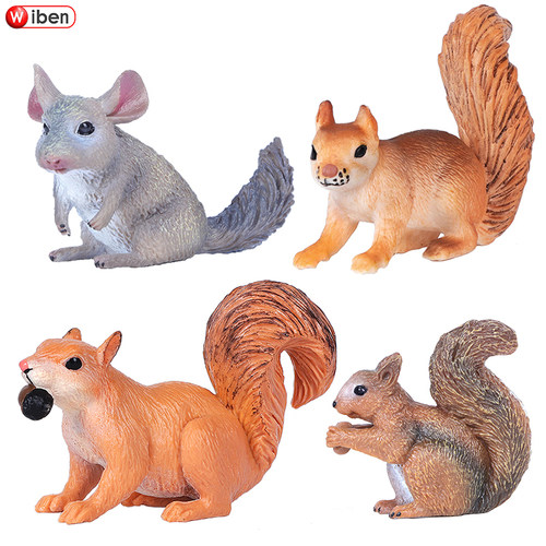 仿真野生动物模型松鼠龙猫毛丝鼠