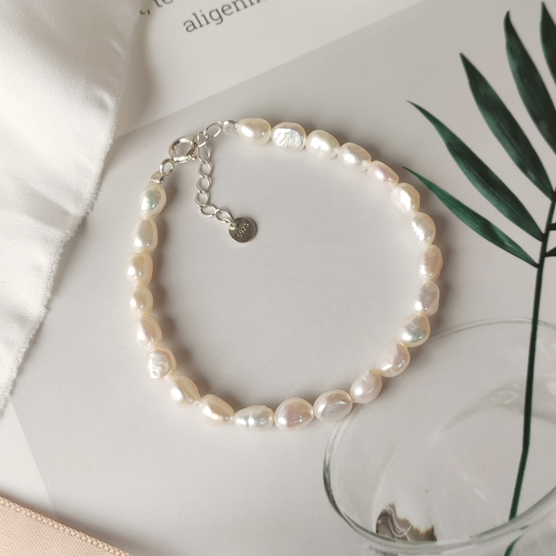 匠趣女天然小珍珠手链925纯银