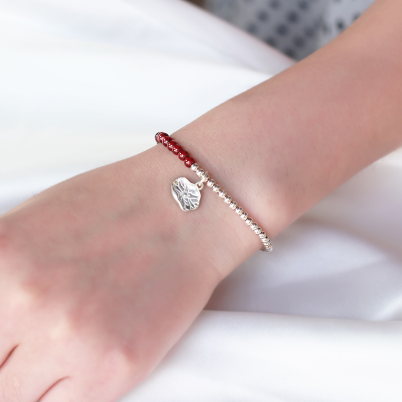 天然石榴石手链女s925百搭转运珠