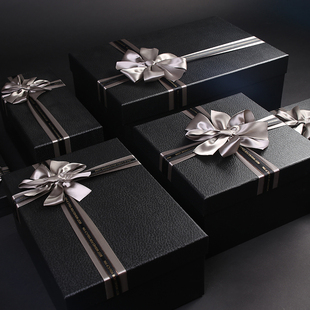 超大号礼品盒韩版 长方形礼物盒商务圣诞母亲节日黑红色衣服包装 盒