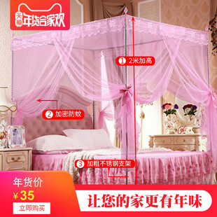 宫廷蚊帐1.5m三开门落地不锈钢支架1.8m床双人家用欧式简约 2.2米