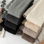 袜螺纹针织九分袜灰色踩脚裤 春秋粗条纹打底裤 女纯棉外穿白色连裤