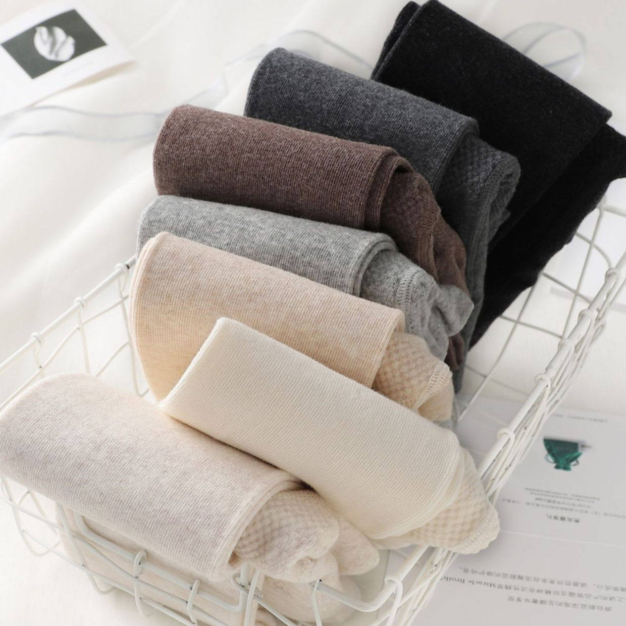 春秋高腰抗静电棉连裤袜薄绒条纹