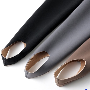 薄绒踩脚鲨鱼裤女加绒大码新款秋冬季加厚瑜伽裤脚蹬收腹打底裤灰