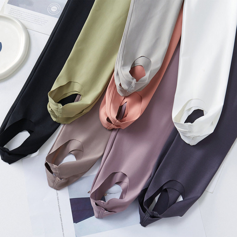 踩脚鲨鱼皮打底裤女浅灰色外穿春秋薄高腰收腹紧身瘦腿瑜伽脚蹬裤