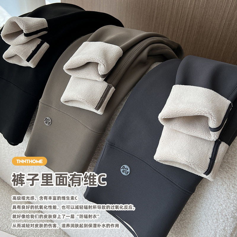 厚绒鲨鱼裤女冬新款无缝加绒加厚紧身裤外穿高腰收腹羊羔绒打底裤