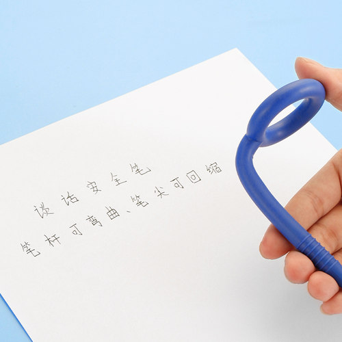 安全笔调查谈话专用笔勺子梳子牙刷防吞咽笔尖受力回缩防穿刺受伤