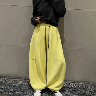 长裤 欧洲站加绒卫裤 高腰宽松阔腿抽脚休闲弯刀裤 新款 女2025年冬季