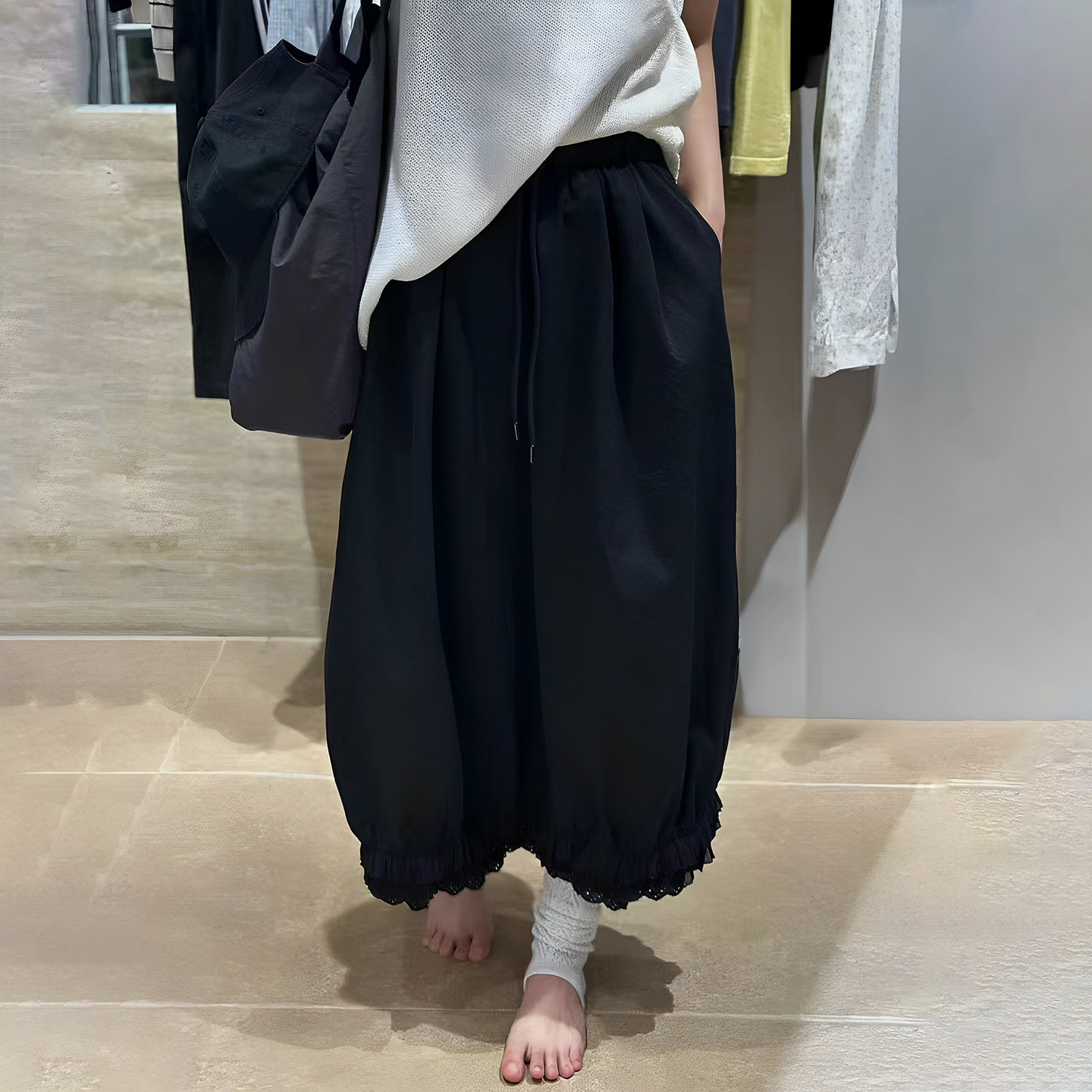 欧洲站仙女裙女2026年春季新款学院风高腰花边半身裙女褶皱长裙潮