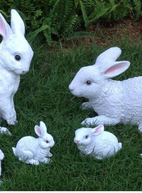 花园摆件田园树脂仿真兔子园林雕塑摆设工艺品庭院景观动物装饰品