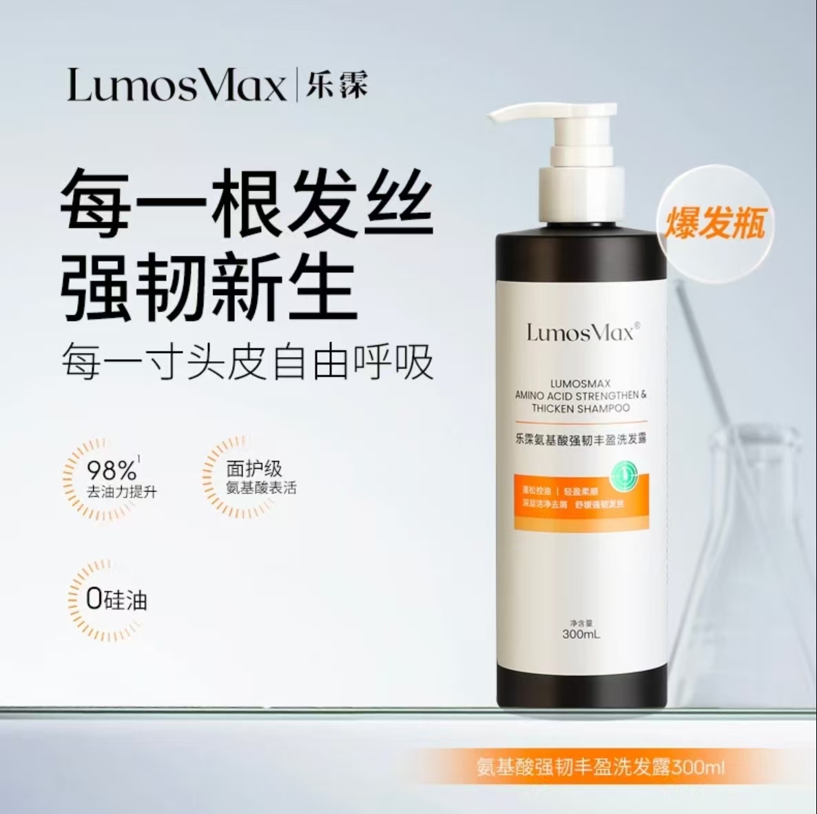 乐霂氨基酸强韧丰盈洗发露 LM爆发瓶 三重水光蛋白肽