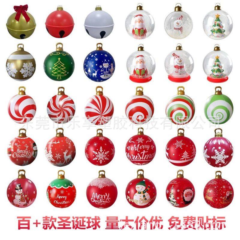 跨境现货PVC充气圣诞球 圣诞节派对庭院布置道具充气圣诞球装饰品