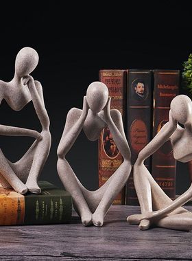 欧式人物创意雕塑思考者摆件 玄关酒柜样板房家居书房客厅装饰品