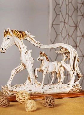 镂空风水树脂摆件奔马飞驰的马雕像工艺品书房骏马手工艺品