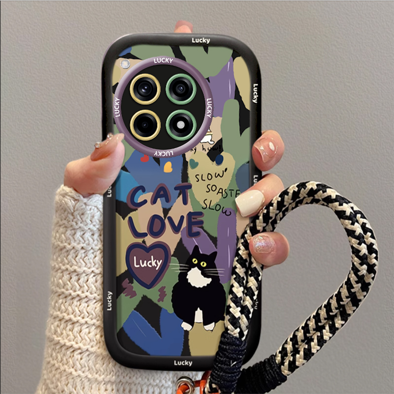 适用一加Ace3手机壳1+ace3v新款Oneplus涂鸦猫咪ACE3Pro全包防摔泡芙软壳高颜值PJE110网红5G男女个性外后壳