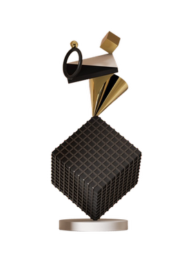 创意方块电镀摆件雕塑轻奢落地