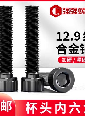 12.9级合金钢全牙内六角螺丝黑DIN912全牙螺钉全满丝满牙M3-M42