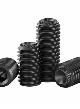 12.9级DIN916K无头机米凹端滚花带齿内六角紧定螺丝M3-M16*4*8-50