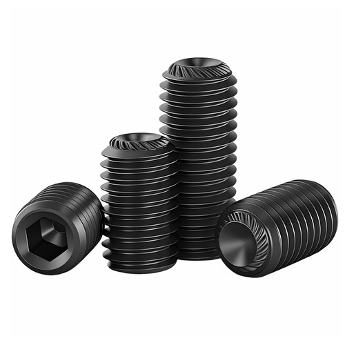 12.9级DIN916K无头机米凹端滚花带齿内六角紧定螺丝M3-M16*4*8-50