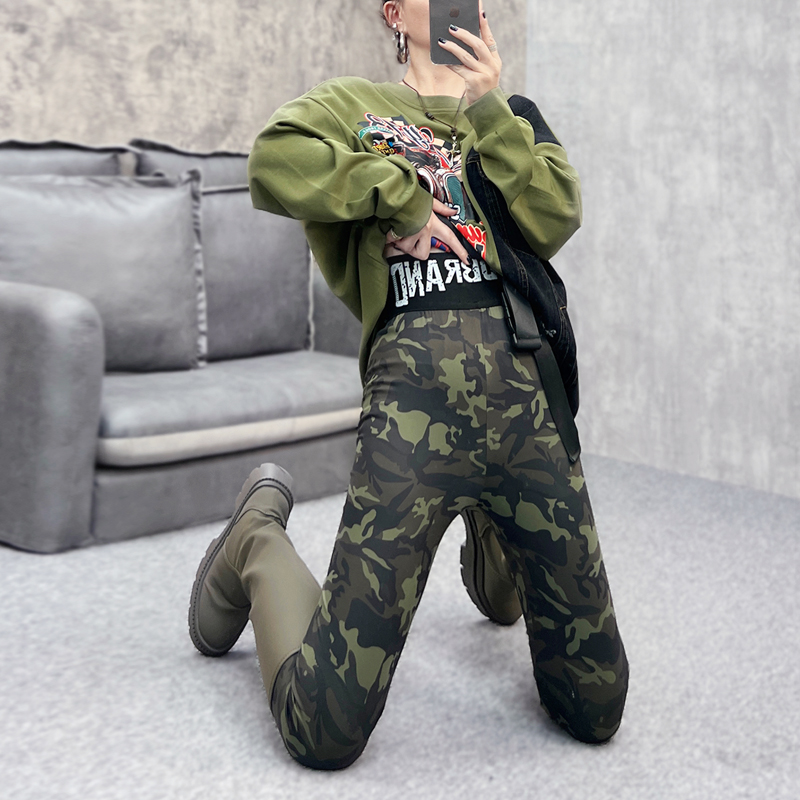 迷彩高腰大弹力外穿女打底裤长裤