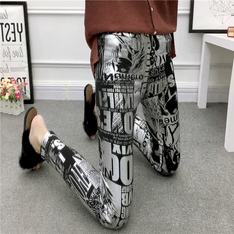秋冬打底裤外穿显瘦2019新款百搭字母涂鸦小脚紧身九分铅笔裤女潮在类目 女装/女士精品, 裤子, 打底裤中 - 来自Buy2taobao.com提供专业的淘宝代购服务