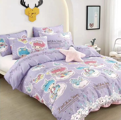 全棉卡通紫色被套