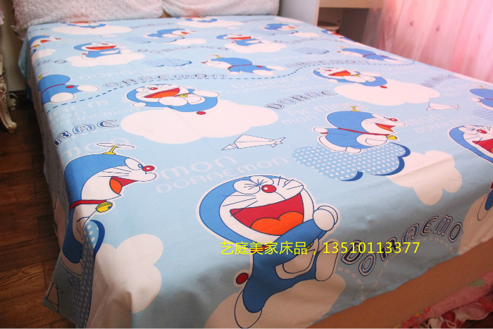 卡通机器猫天蓝色云朵可订做床笠