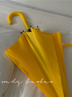 ooahz 小鸡黄太可了 我家自制新款纯色长柄雨伞手柄同色ins男女