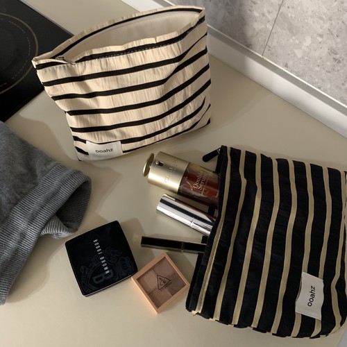 ooahz自制~拼织条纹化妆包大容量便携旅行出差护肤品收纳袋洗漱包