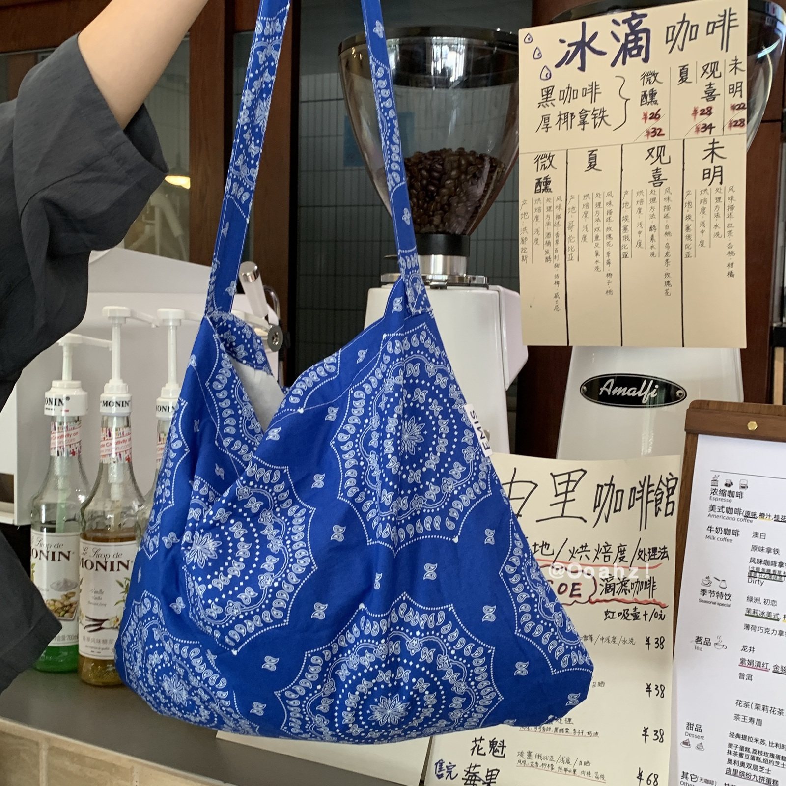 韩女都在背的布袋子~花少同款碎花单肩包印花ins复古波点斜挎包包