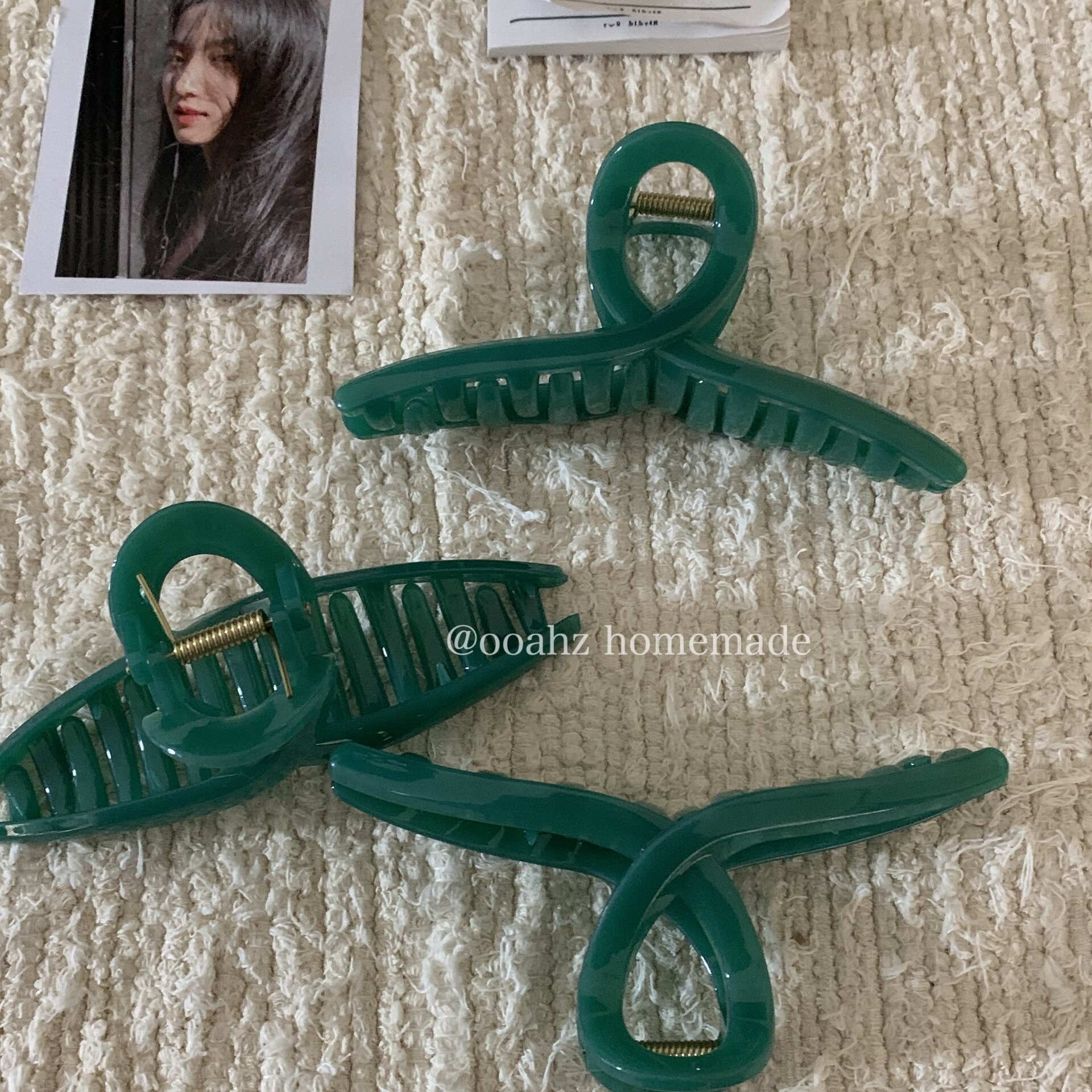 孔雀绿~14cm超大号高级感发夹 塑料交叉衣架夹子盘发抓夹女鲨鱼夹