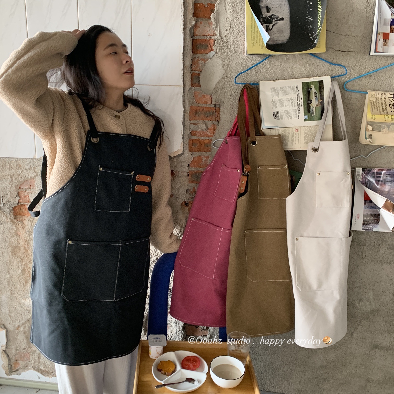 多口袋厨房做饭工作围裙