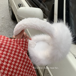 耳捂子 骑车防冻耳套可折叠冬季 live图直出 白色毛毛软萌毛绒耳罩
