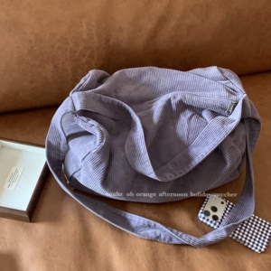 晚巷漫途~香糯紫灯芯绒托特包 可单肩斜挎大容量拉链出游旅行大包