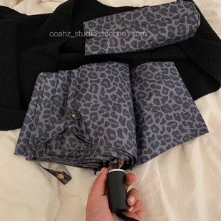 你今天真漂亮～甜酷girl豹纹全自动晴雨伞 好看的雨伞黑胶防晒伞