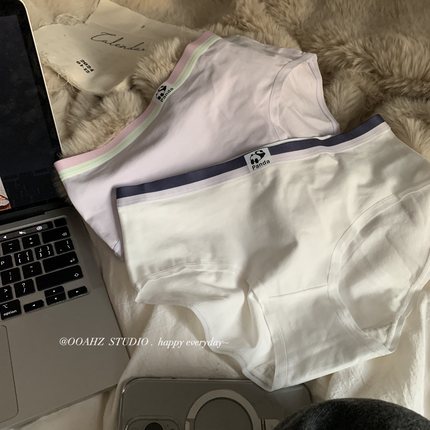 "熊猫午睡"【奶香婴儿棉】7A抑菌A类纯棉少女中腰内裤包臀三角裤
